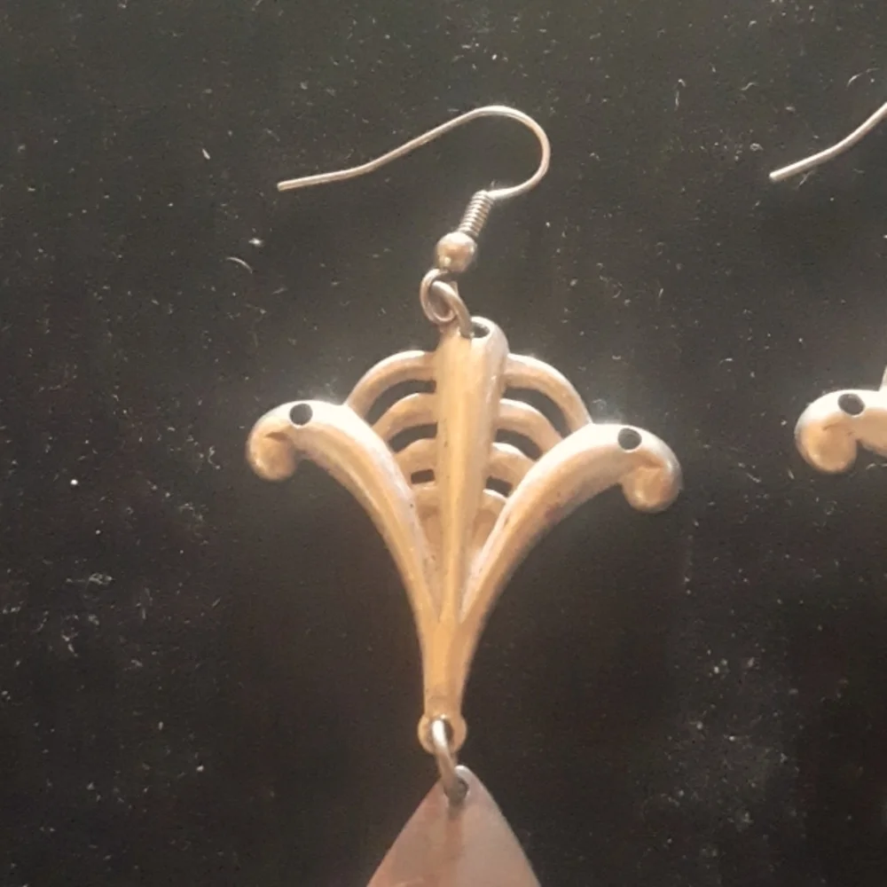 Elegant Bronze and Silver Tone Drop Earrings